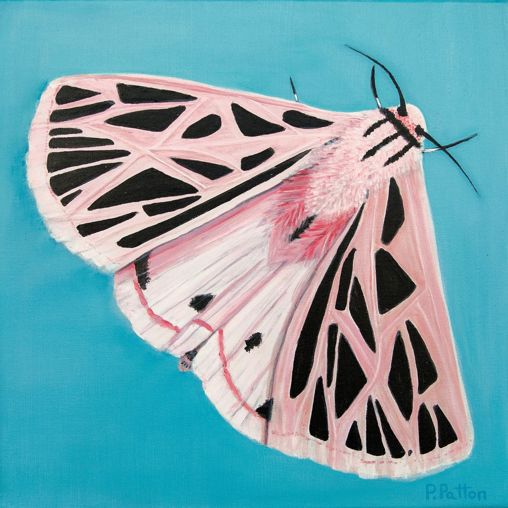 Fortitude, Pamela Patton's Four Cardinal Virtues, full 38 by 38 inch Designer Edition moth painting