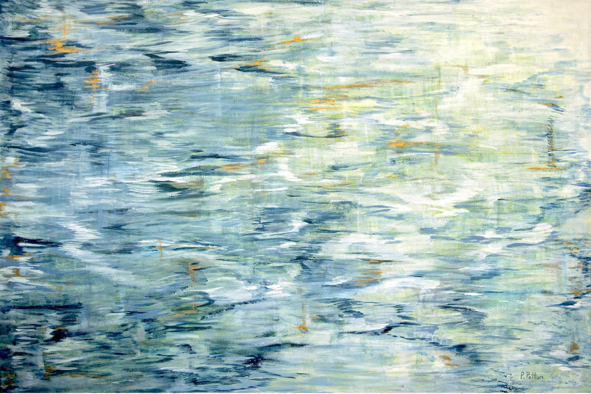 Tidal Weave, Pamela Patton original abstract coastal painting, 60 by 40 inch horizontal Designer Edition